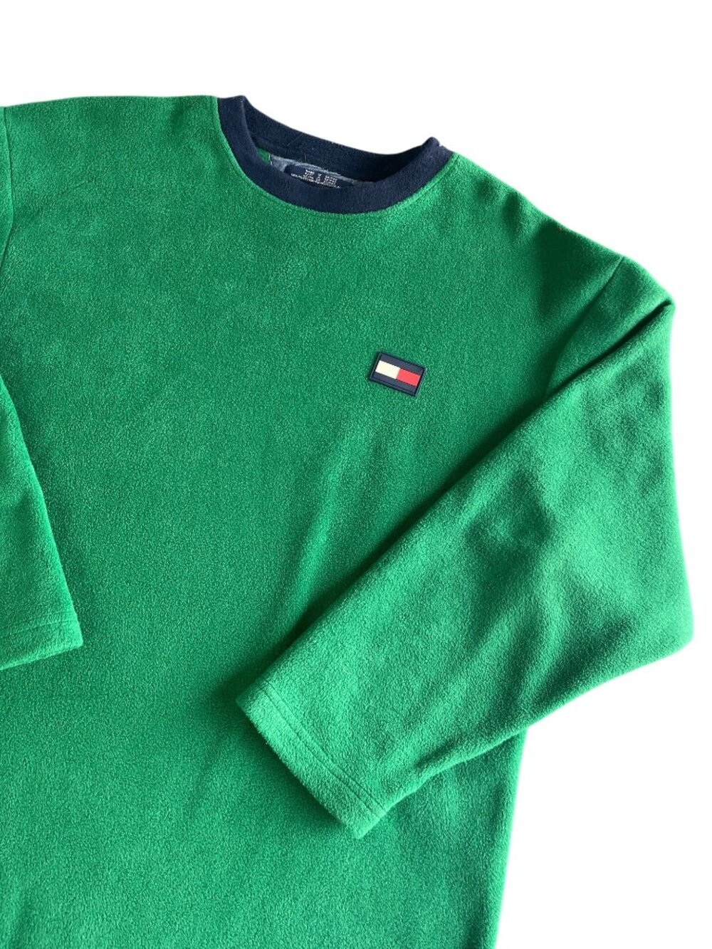 Vintage Tommy Jeans Hilfiger Fleece Pullover Mens Med Green Long Sleeve 90's Y2K